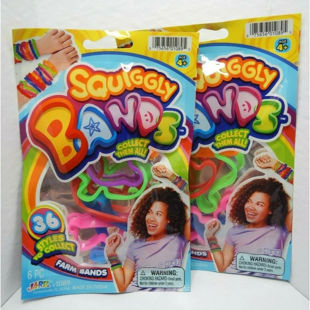 New Lot of 6 Squiggly Bands Zoo Farm Lift Bands Kids Toy Bracelet Craft‎